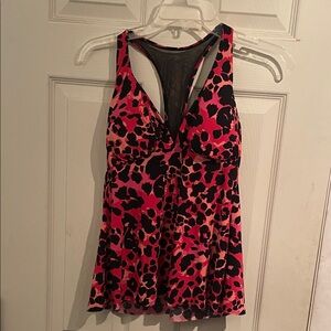 Pink and Black Leopard Print Tank Top
